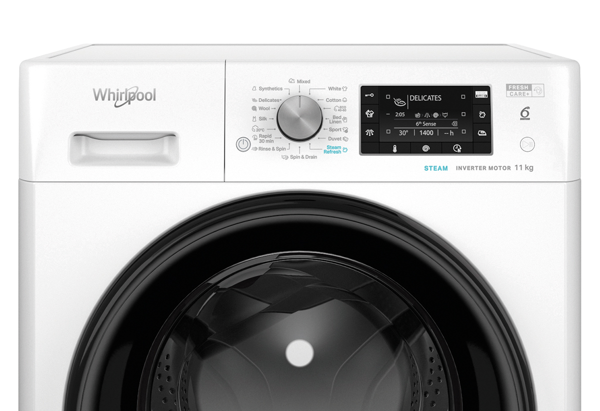 Απεικονίζεται από κοντινή λήψη ο πίνακας χειρισμού του πλυντηρίου.